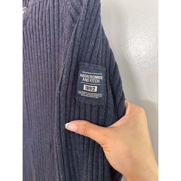 Vintage Abercrombie & Fitch Long Sleeve V Neck Sweater Wool Cotton Ribbed - Picture 4 of 4